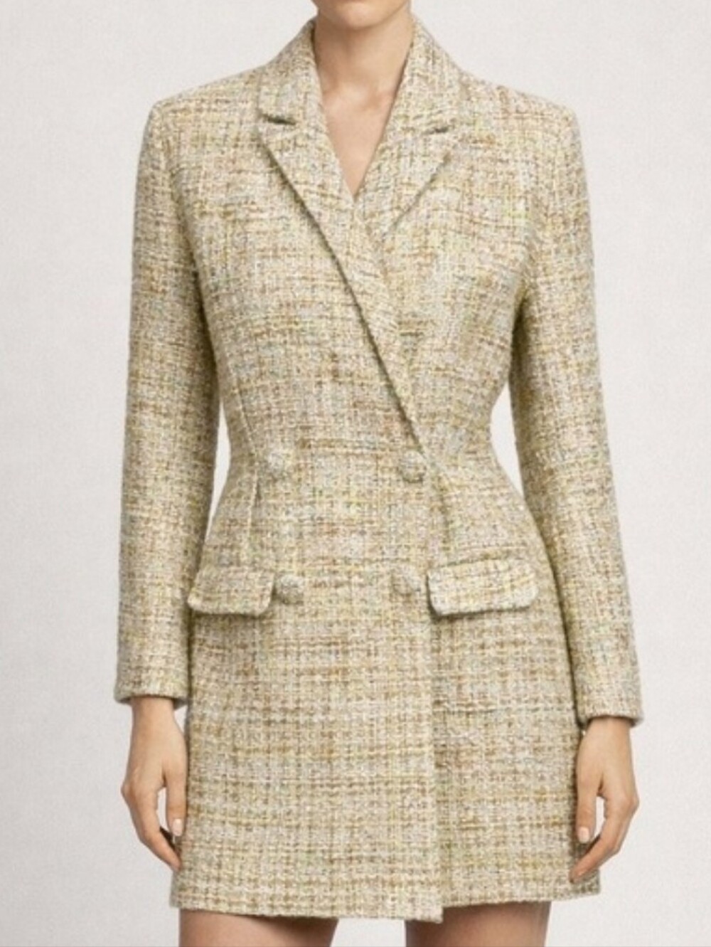 Jason Wu Tailored Cream Sparkly Tweed Coat Dress